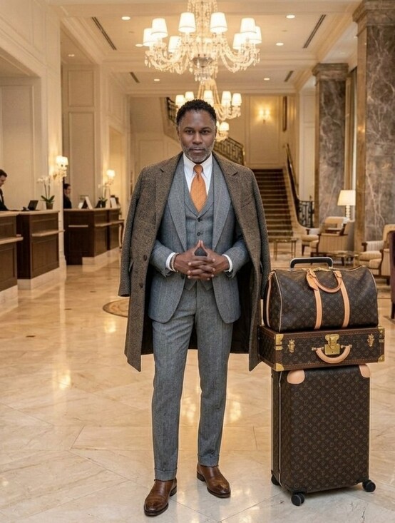 Criteria Other - Classic Custom Men's Plaid Gray 3-Piece Suit, 42L / 36W x 32L